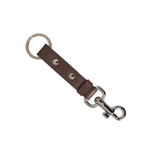 Dolce & Gabbana Women's Brown Plain Leather Silver Brass Keyring Holder Keychain - One Size - Main Image