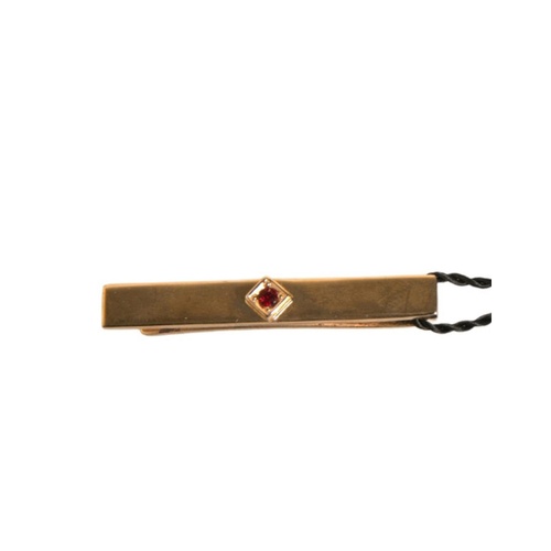 Dolce & Gabbana Men's Gold Tone Brass Crystal Branded Tie Clip Bar - One Size - Main Image