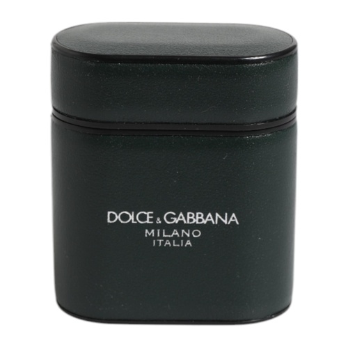 Dolce & Gabbana Men's Black Calfskin Leather Logo Print Flip Holder Airpods Case - One Size - Main Image