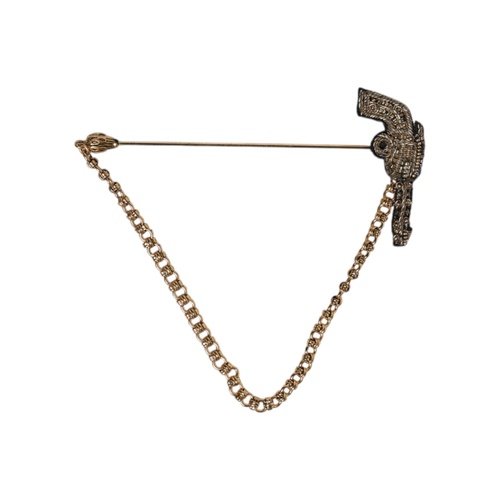 Dolce & Gabbana Men's Black Gold Brass Copper Revolver Brooch Lapel Pin - One Size - Main Image