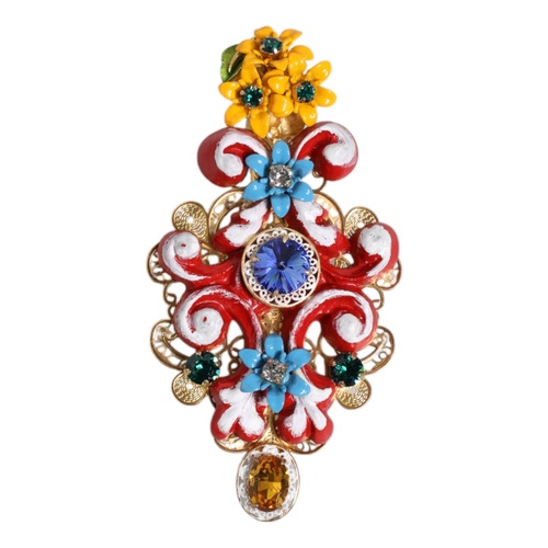Dolce & Gabbana Women's Multicolor Spring CARRETTO Gold Brass Crystal Hair Clip - One Size - Main Image