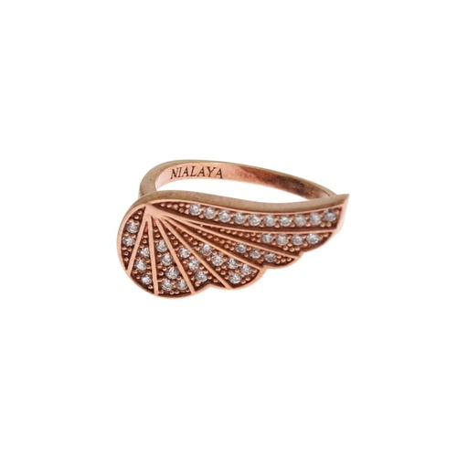 Nialaya Women's Pink Gold 925 Silver  Clear CZ Ring - 49 EU - Main Image
