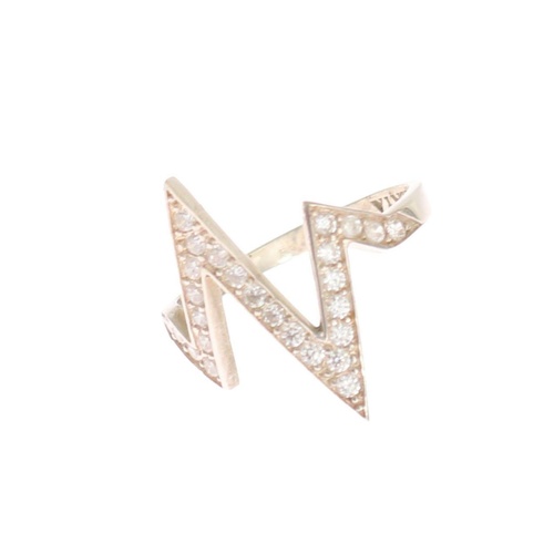 Nialaya Women's Radiant Silver Crystal Encrusted Ring - 49 EU - Main Image