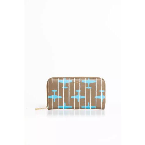 Striped All-over Print Leather Wallet with Zip Closure One Size Women - Main Image
