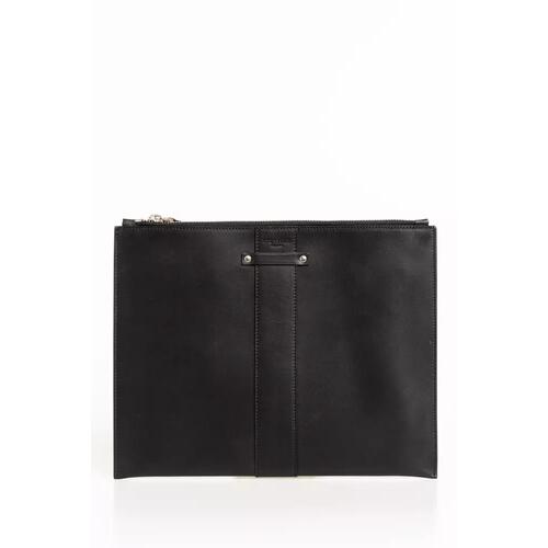 Black Calfskin Pocket Clutch Bag with Logo Detailing One Size Men - Main Image