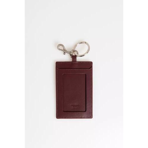 Leather Badge Holder with Hammered Detailing and Shiny Key Ring One Size Men - Main Image