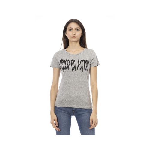 Trussardi Action Women's Elegant Gray Cotton-Blend Tee with Chic Print - XS - Main Image