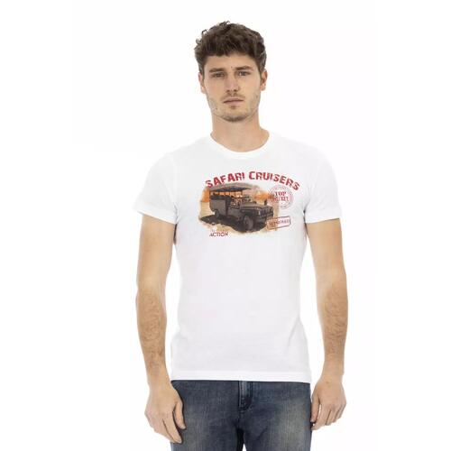 Short Sleeve T-shirt with Round Neck and Front Print XL Men - Main Image