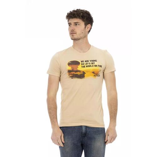 Printed Short Sleeve T-Shirt with Round Neck XL Men - Main Image