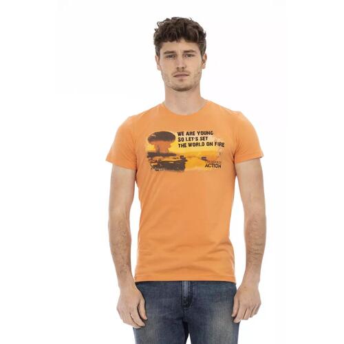 Short Sleeve T-shirt with Round Neck and Front Print L Men - Main Image