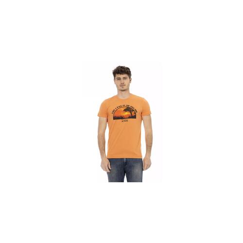 Short Sleeve T-shirt with Round Neck and Front Print L Men - Main Image