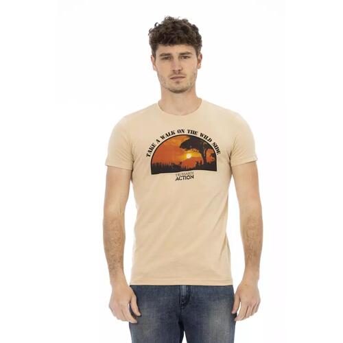 Short Sleeve T-shirt with Round Neck and Front Print 2XL Men - Main Image