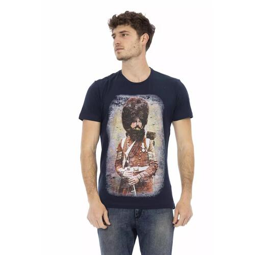 Short Sleeve T-shirt with Round Neck and Front Print 3XL Men - Main Image
