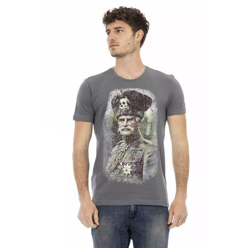 Short Sleeve T-shirt with Round Neck and Front Print M Men - Main Image