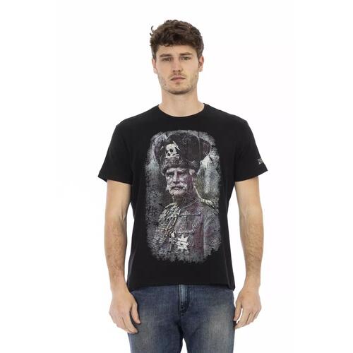 Short Sleeve Round Neck T-shirt with Front Print L Men - Main Image
