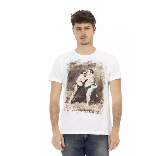 Short Sleeve T-shirt with Round Neck and Front Print 2XL Men - Main Image