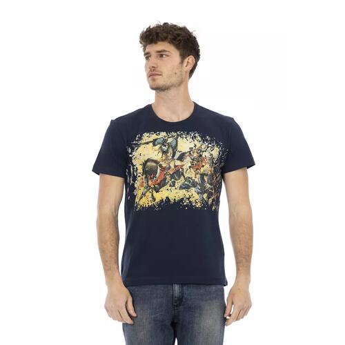 Short Sleeve T-shirt with Round Neck and Front Print 2XL Men - Main Image