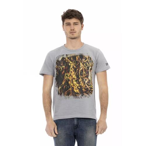 Short Sleeve T-shirt with Round Neck and Front Print 2XL Men - Main Image