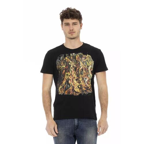 Short Sleeve T-shirt with Round Neck and Front Print XL Men - Main Image