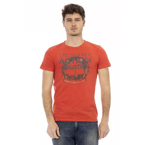 Front Print Short Sleeve T-Shirt with Round Neck XL Men - Main Image
