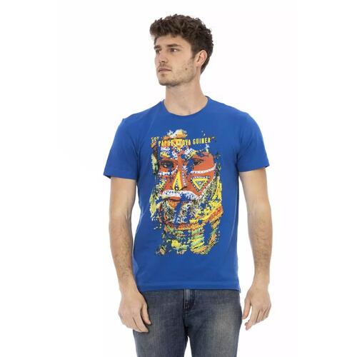 Short Sleeve T-shirt with Round Neck and Front Print 2XL Men - Main Image