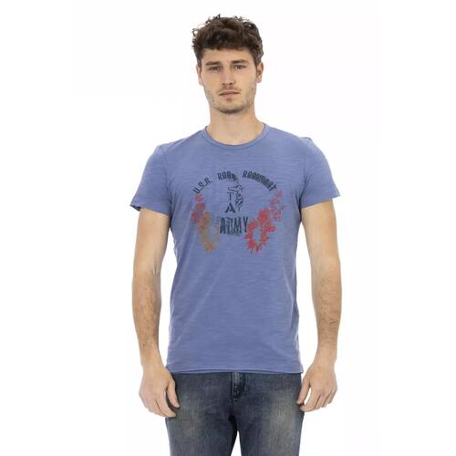 Short Sleeve T-shirt with Round Neck and Front Print 2XL Men - Main Image