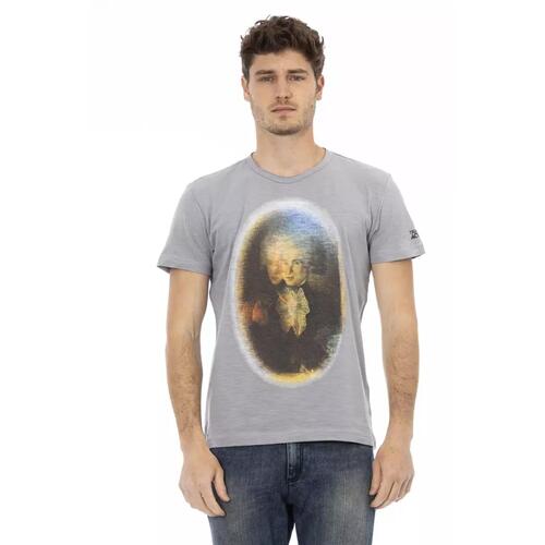 Short Sleeve T-shirt with Round Neck and Front Print L Men - Main Image