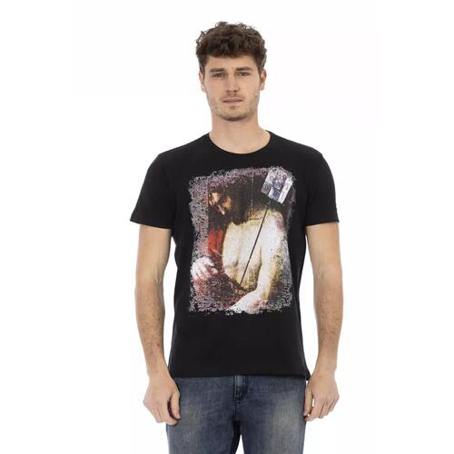 Short Sleeve T-shirt with Round Neck and Front Print 3XL Men - Main Image