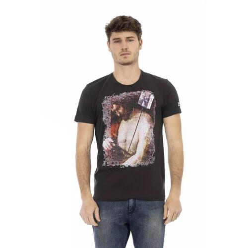 Short Sleeve T-shirt with Round Neck and Front Print XL Men - Main Image