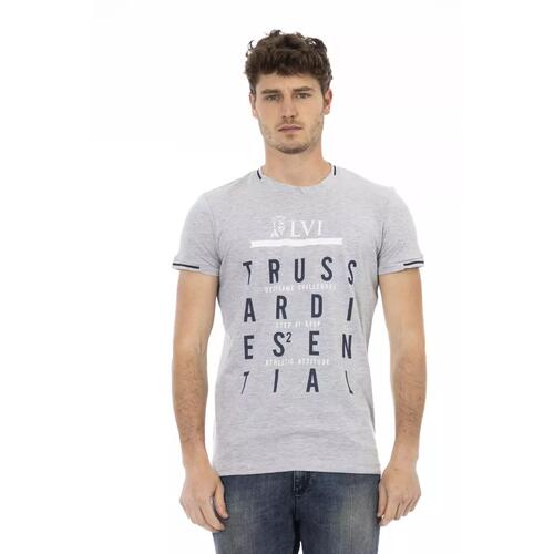 Short Sleeve Round Neck T-shirt with Front Print L Men - Main Image