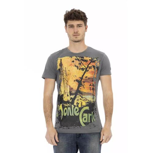 Short Sleeve T-Shirt with Round Neck and Front Print 2XL Men - Main Image