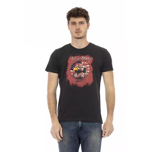 Short Sleeve T-shirt with Round Neck and Front Print L Men - Main Image