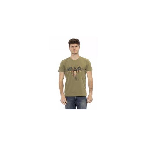 Short Sleeve T-shirt with Round Neck and Front Print L Men - Main Image