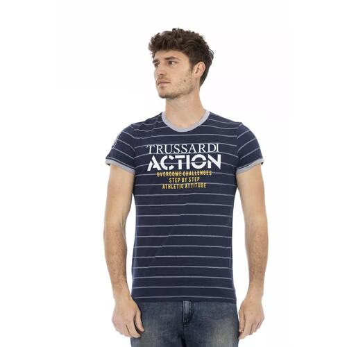Printed Short Sleeve T-shirt with Round Neck L Men - Main Image