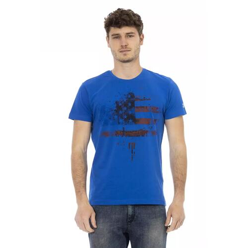 Short Sleeve T-shirt with Round Neck and Front Print L Men - Main Image