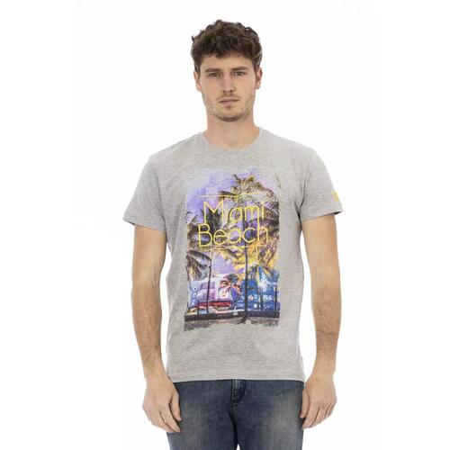 Short Sleeve T-shirt with Round Neck and Front Print XL Men - Main Image