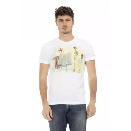 Short Sleeve T-shirt with Round Neck and Front Print 2XL Men - Main Image
