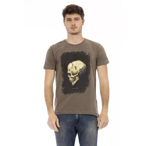 Short Sleeve Round Neck T-shirt with Front Print L Men - Main Image
