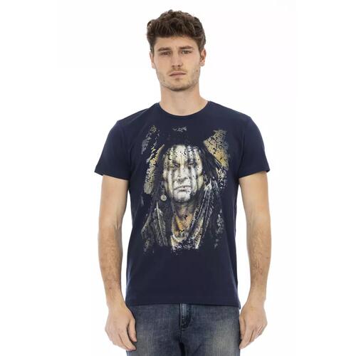 Short Sleeve T-shirt with Round Neck and Front Print 2XL Men - Main Image