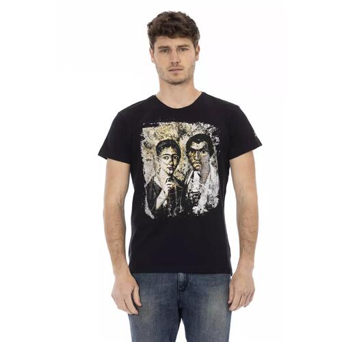 Short Sleeve T-shirt with Round Neck and Front Print 2XL Men - Main Image