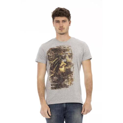 Short Sleeve T-shirt with Round Neck and Front Print 3XL Men - Main Image