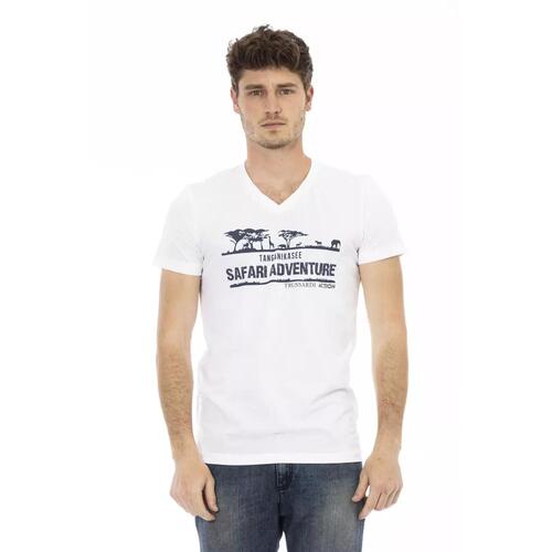 Short Sleeve V-Neck T-shirt with Front Print 2XL Men - Main Image