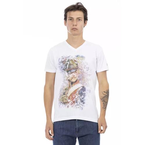 Short Sleeve T-shirt with V-neck and Front Print 2XL Men - Main Image
