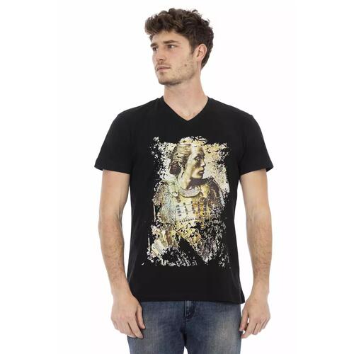 Short Sleeve V-Neck T-shirt with Front Print 2XL Men - Main Image
