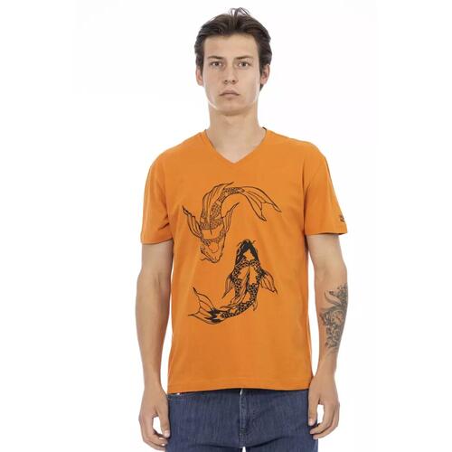 Short Sleeve V-Neck T-Shirt with Front Print 3XL Men - Main Image