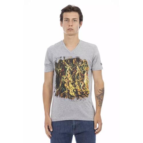 Short Sleeve V-Neck T-shirt with Front Print XL Men - Main Image