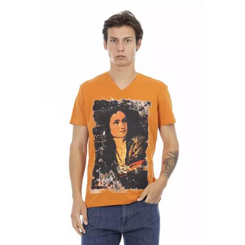 Short Sleeve V-Neck T-Shirt with Front Print L Men - Main Image