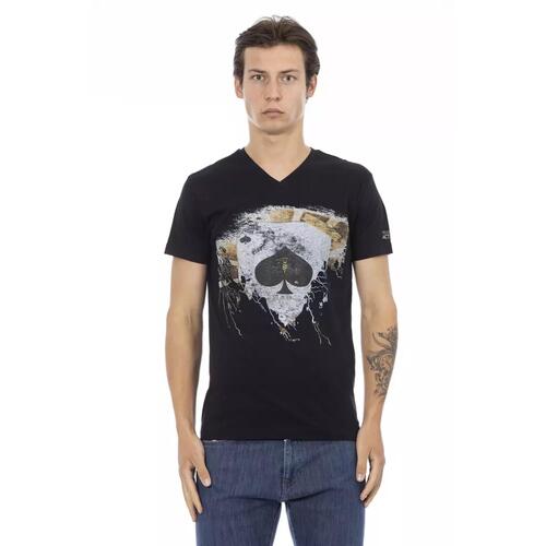 Short Sleeve T-shirt with V-neck and Front Print L Men - Main Image