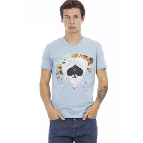 Short Sleeve V-Neck T-shirt with Front Print 2XL Men - Main Image