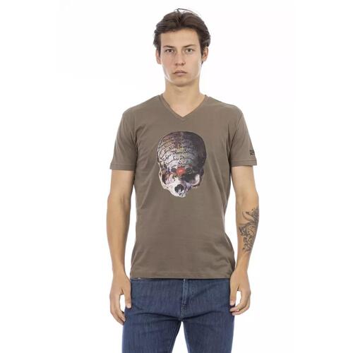 Short Sleeve V-neck T-shirt with Front Print 2XL Men - Main Image
